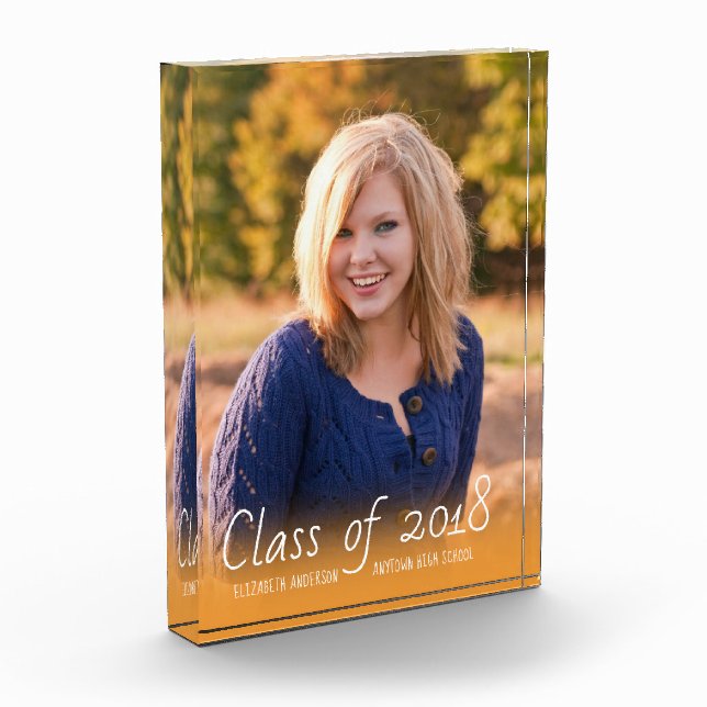 Bloc Photo Classe orange d'obtention du diplôme verticale de (Gauche)