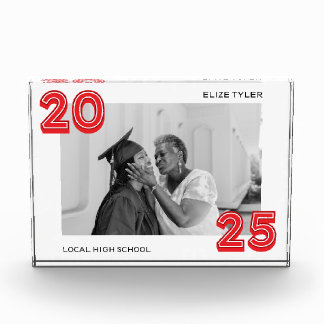 Bloc Photo Classe simple de 2025 Graduation B&W Photo Block