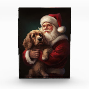 Bloc Photo Cocker Spaniel avec Noël Festif du Père Noël