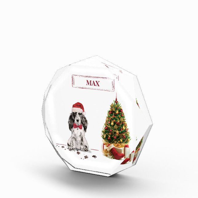 Bloc Photo Cocker Spaniel Funny Chien de Noël avec arbre (Droite)
