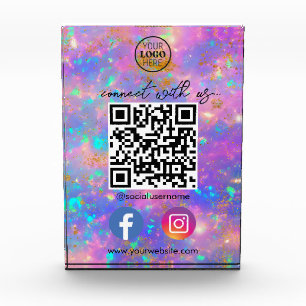 Bloc Photo Code QR Fire Opal Connectez-vous avec nous Médias