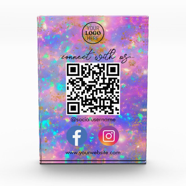 Bloc Photo Code QR Fire Opal Connectez-vous avec nous Médias  (Devant)
