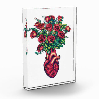 Bloc Photo Coeur anatomique avec Roses, Heart Warrior