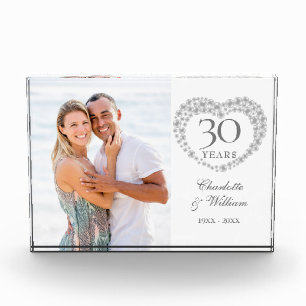 Bloc Photo Cœur de perle moderne 30e anniversaire de mariage