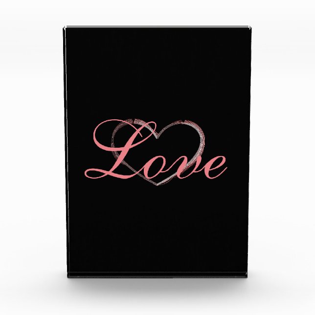 Bloc Photo Coeur tendance Grey Calligraphie Amour Mariage (Devant)