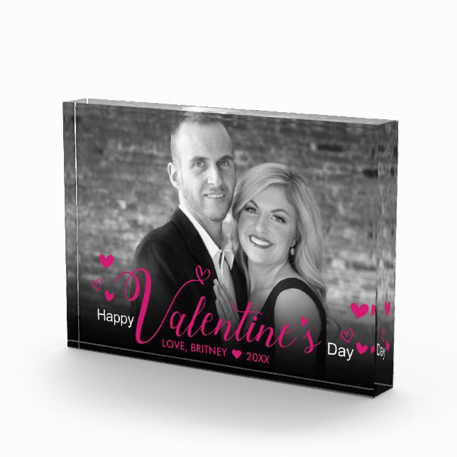 Bloc Photo Coeurs de script rose chic noir blanc photo modern (Droite)