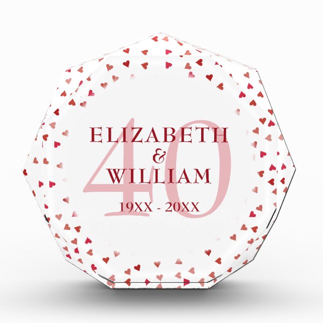 Bloc Photo Cœurs rubis 40e anniversaire (Devant)