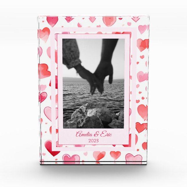 Bloc Photo Coeurs vibrants | Noms personnalisés | Saint Valen (Devant)