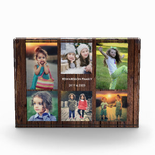 Bloc photo collage de famille en bois rustique
