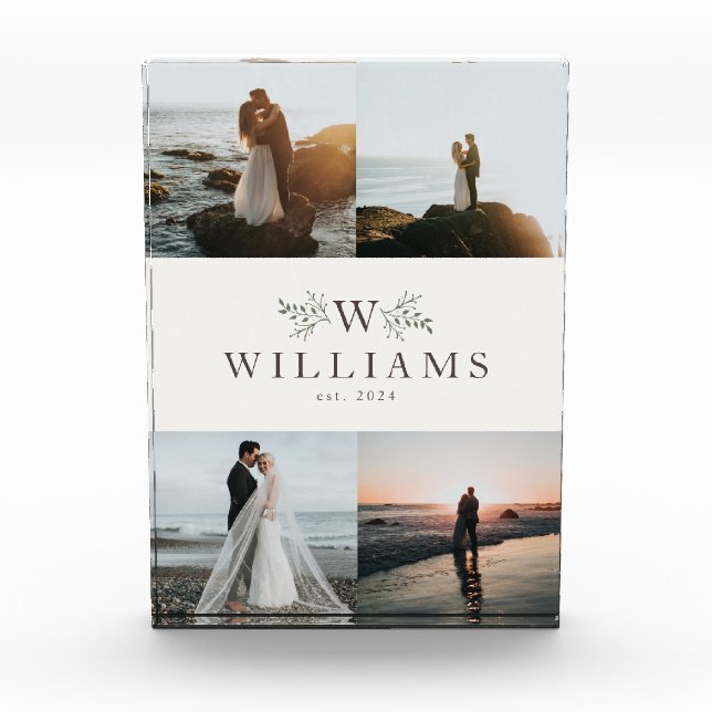 Bloc Photo Collage de mariage de jeunes mariés à monogramme r (Devant)