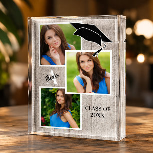 Bloc Photo Collage de portrait senior en bois rustique