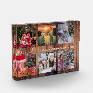 Bloc Photo Collage photo de la famille du bois rustique écri