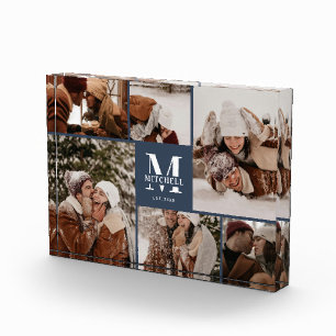 Bloc Photo Collage Photo Familial Bleu Marine Moderne Cadeau