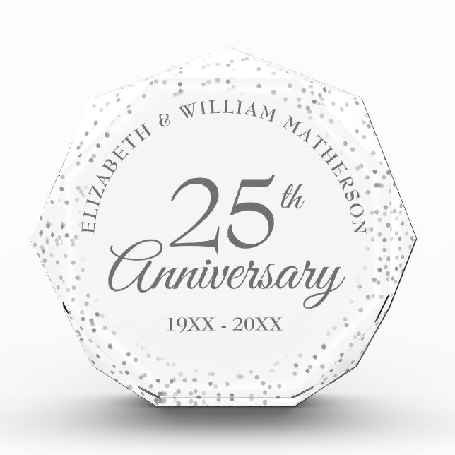 Bloc Photo Confettis d'argent pour les 25 ans (Devant)