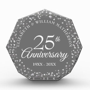 Bloc Photo Confettis de coeurs en argent pour le 25e annivers