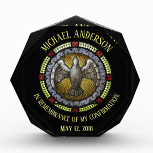 Bloc Photo Confirmation en verre de l'Esprit Saint RCIA