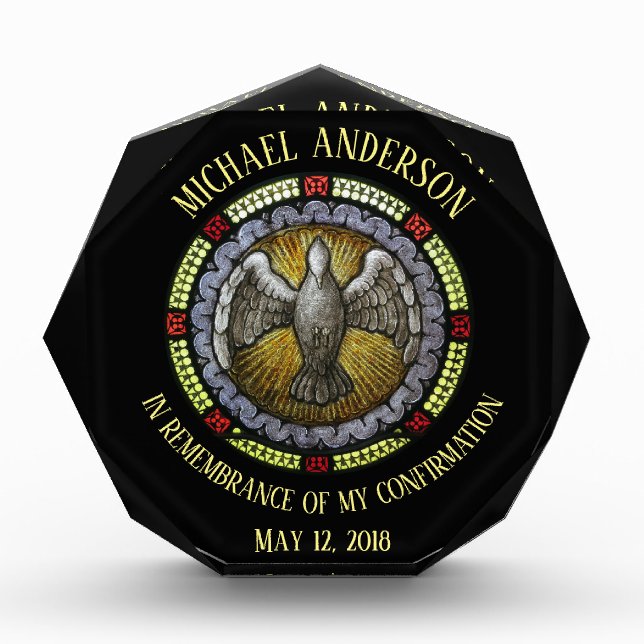 Bloc Photo Confirmation en verre de l'Esprit Saint RCIA (Devant)