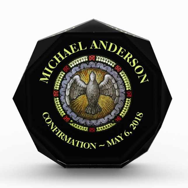 Bloc Photo Confirmation en verre de l'Esprit Saint RCIA (Devant)