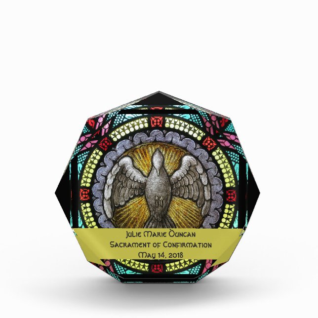 Bloc Photo Confirmation RCIA en verre souillé de Saint-Esprit (Devant)