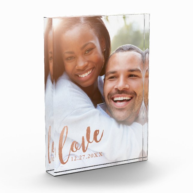 Bloc Photo Copper Love Calligraphie Script Overlay (Gauche)