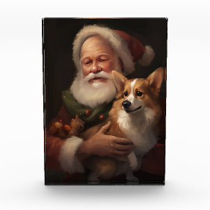 Bloc Photo Corgi avec Noël Festif du Père Noël