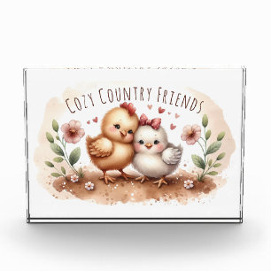 Bloc Photo Cottagecore Aquarelle Duo de Poules Caprices