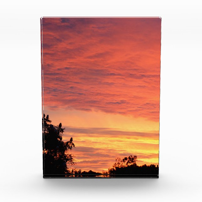 Bloc Photo Coucher de soleil clair et nuageux orange, (Devant)