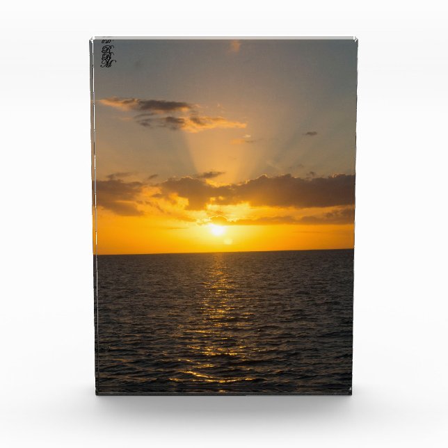 Bloc Photo Coucher de soleil radieux sur l'océan (Devant)