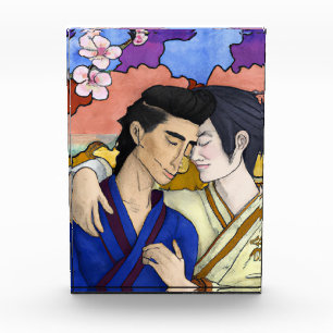 Bloc Photo Couple Gay Dans Le Style De L'Art Japonais Ukiyo-e
