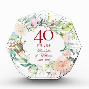 Bloc Photo Couronne de roses pour les 40 ans de mariage Rubis