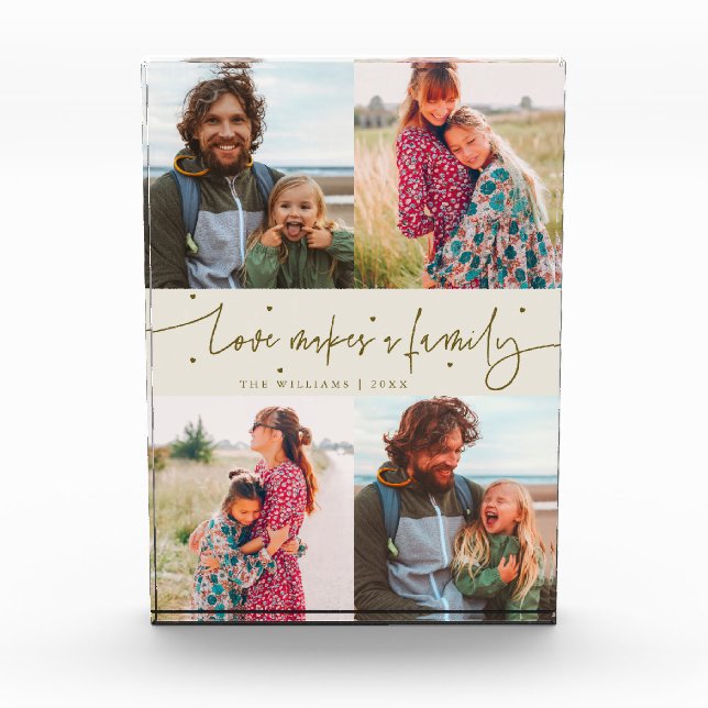 Bloc Photo Crème de script moderne pour famille Love Makes a  (Devant)