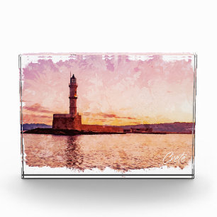 Bloc Photo Crète Grèce Peinture à l'huile Coucher de soleil A