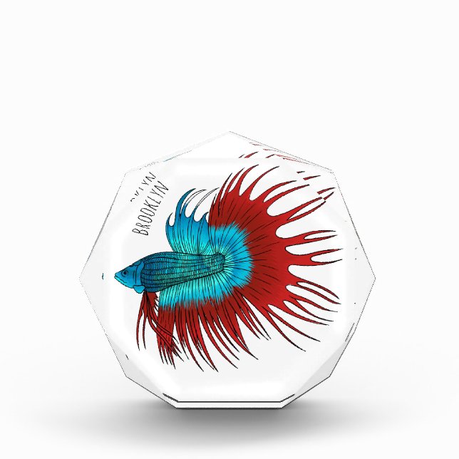 Bloc Photo Crowntail betta fish dessin animé (Devant)