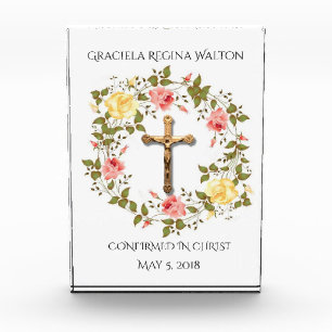 Bloc Photo Crucifix de la couronne florale de confirmation