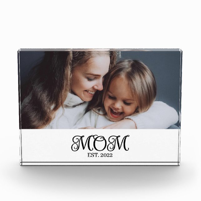 Bloc Photo Custom Mom Established Modern Script Photo Block (Devant)