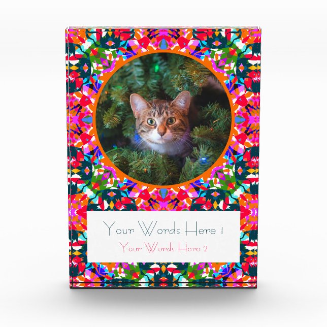 Bloc Photo Custom Pink Orange Green Christmas Decor Gift (Devant)