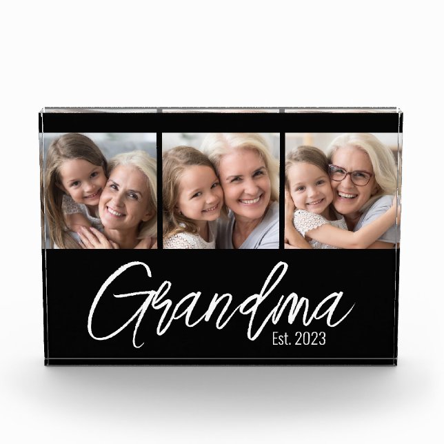 Bloc Photo Customizable Grandma Established Year 3 Picture (Devant)