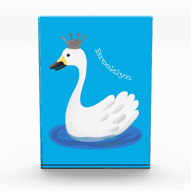 Bloc Photo Cute cygne blanc avec dessin de la couronne (Devant)