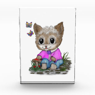 Bloc Photo Cute Kitty Chat et Papillon