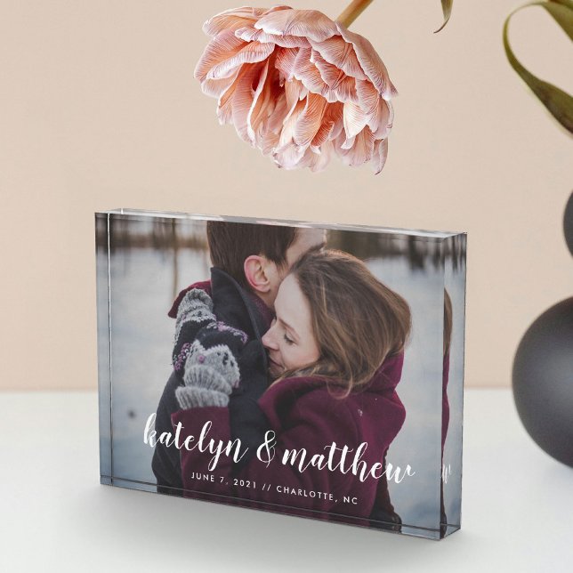 Bloc Photo Date de mariage classique personnalisé  (Classic Wedding Date Custom Photo Block)