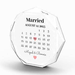 Bloc Photo Date de mariage personnalisée sur calendrier