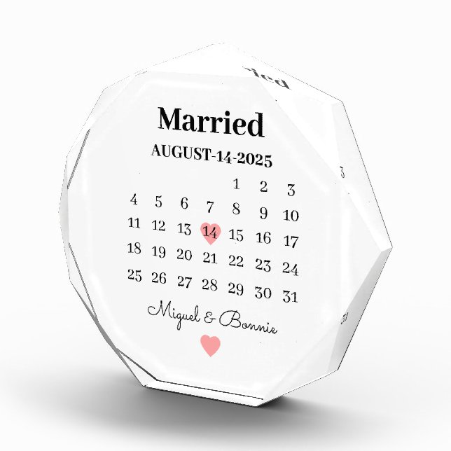 Bloc Photo Date du calendrier de mariage Jour de mariage pers (Droite)