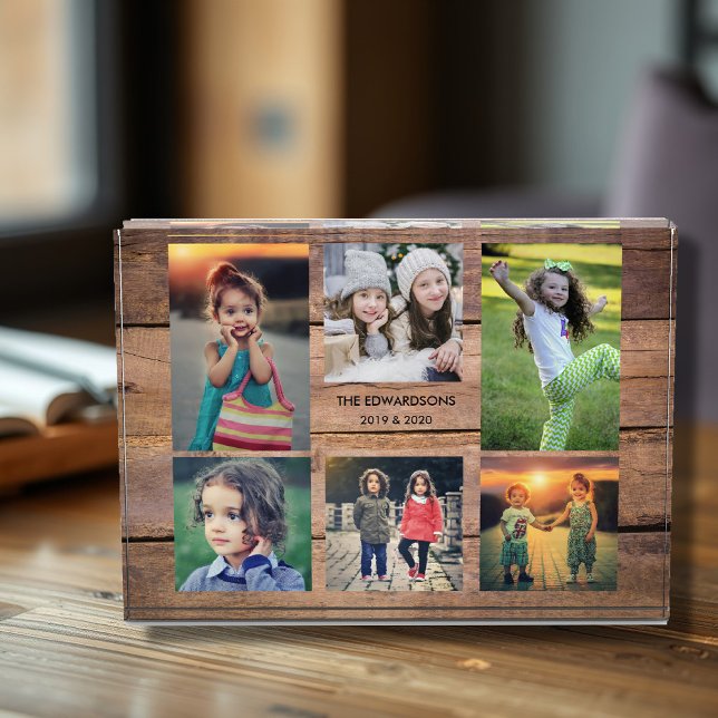 Bloc photo de la famille rustique en bois (Rustic wood family photo collage photo block. Personal photo block to show your beautiful memories.
)