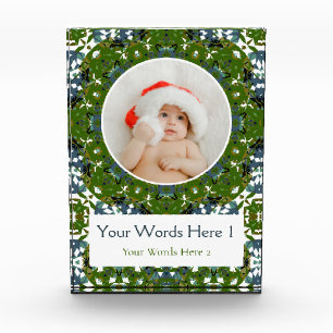 Bloc Photo Décor de Noël gris vert hiver personnalisé