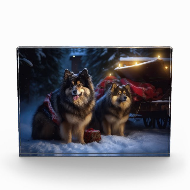 Bloc Photo Décor de Noël Lapphund Snowy Sleigh (Devant)
