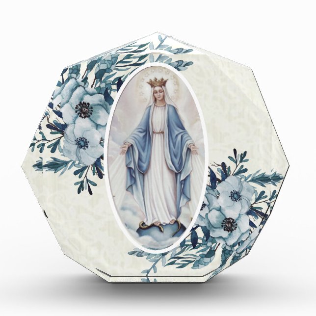 Bloc Photo Dentelle florale bleue de Vierge Marie de |Madonna (Devant)