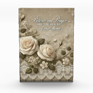 Bloc Photo Dentelle Rose Blanche art IA