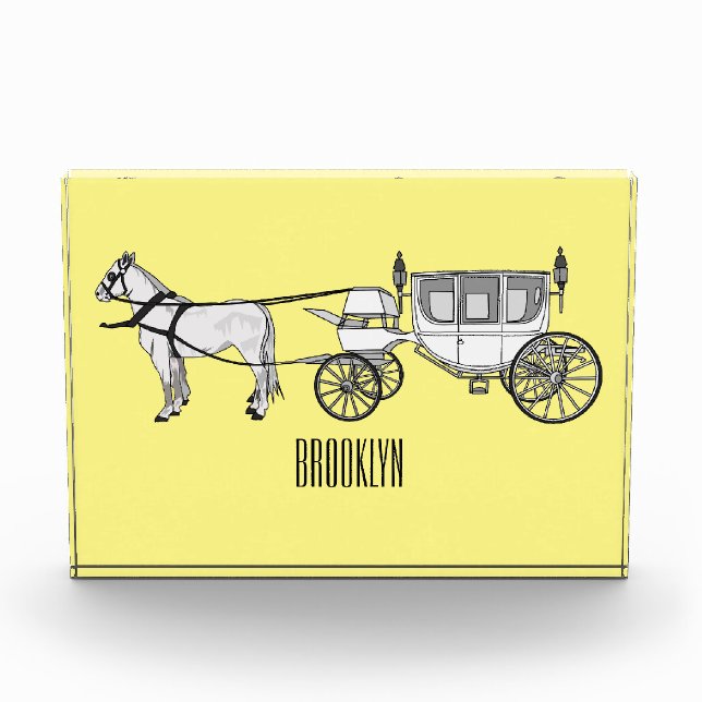 Bloc Photo dessin animé mariage cheval & calèche (Devant)