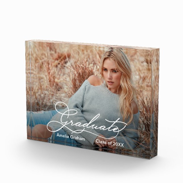 Bloc Photo Diplôme Élégant Script Graduation Cadeau (Droite)