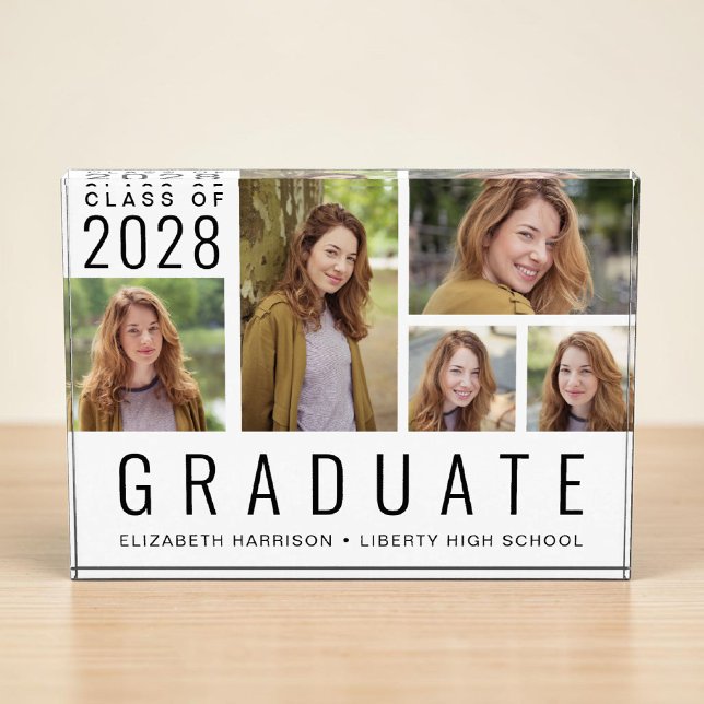 Bloc Photo Diplômé Moderne Blanc (Modern Graduation White Photo Block)